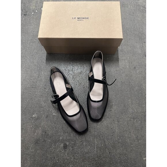 LE MONDE BERYL Mary Jane Mesh Flats Black - Picture 5 of 9
